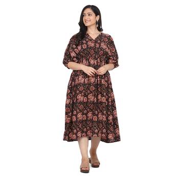 Shaily Dark Brown & Multi Colour Cotton Printed Kuftan 3