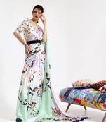 Multicolor printed crepe saree with blouse