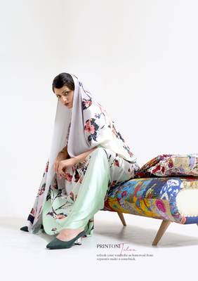 Multicolor printed crepe saree with blouse 2