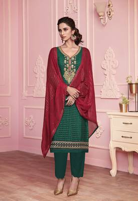 Green embroidered georgette salwar 1