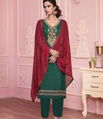 Green embroidered georgette salwar