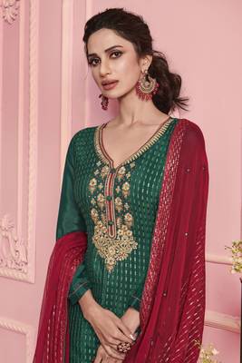 Green embroidered georgette salwar 2