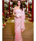 pink georgette woven  saree with blouse
