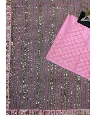 pink georgette woven  saree with blouse 4