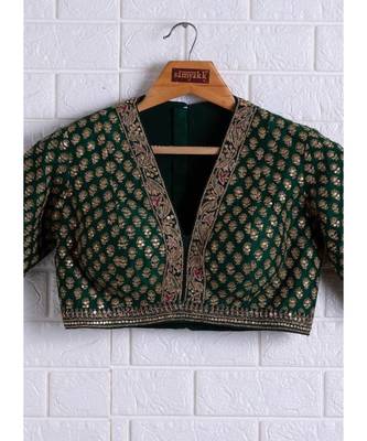 olive organza woven  saree with blouse 4