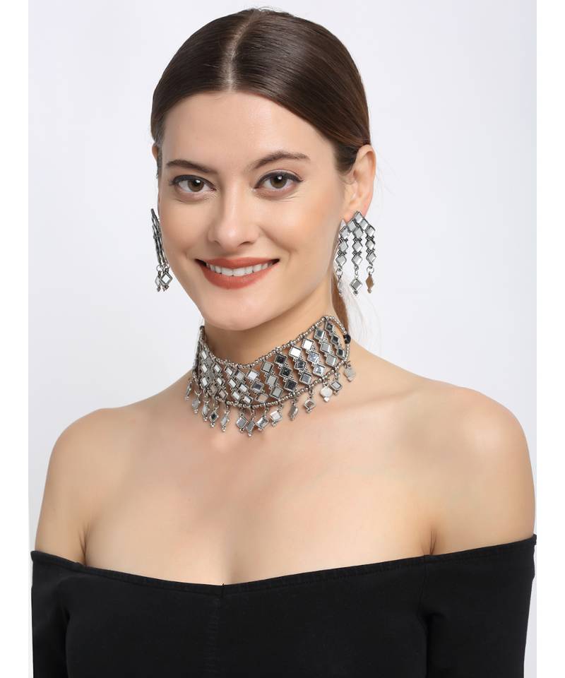 Silver silver plated Silver Alloy  Necklace WITH EARRINGS