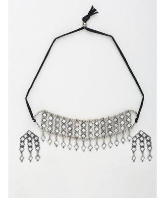 Silver silver plated Silver Alloy  Necklace WITH EARRINGS 4