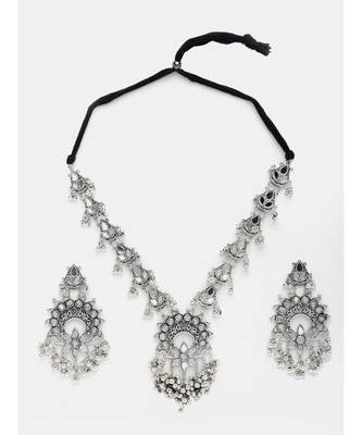 Silver silver plated Silver Alloy  Necklace WITH EARRINGS 3