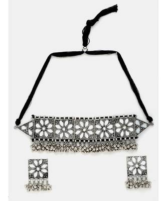 Silver silver plated Silver Alloy  Necklace WITH EARRINGS 2