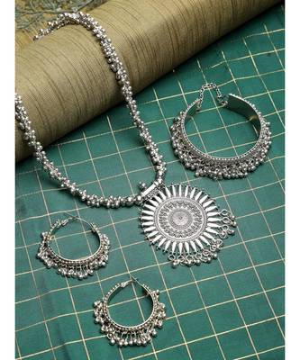Silver silver plated Silver Alloy  Necklace WITH EARRINGS 1