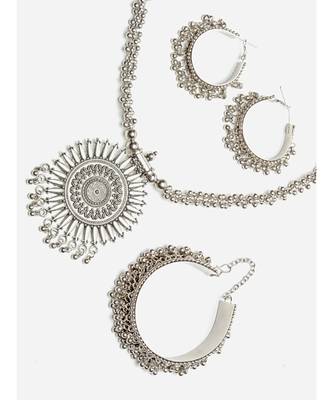 Silver silver plated Silver Alloy  Necklace WITH EARRINGS 4