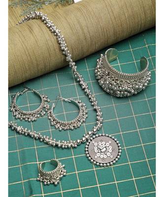 Silver silver plated Silver Alloy  Necklace WITH EARRINGS 1