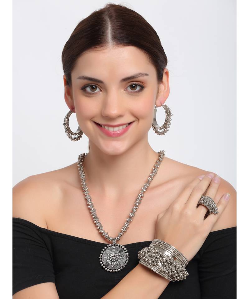 Silver silver plated Silver Alloy  Necklace WITH EARRINGS