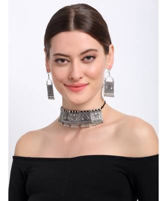 Silver silver plated Silver Alloy  Necklace WITH EARRINGS 4