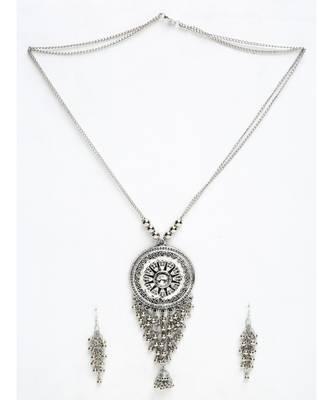 Silver silver plated Silver Alloy  Necklace WITH EARRINGS 3