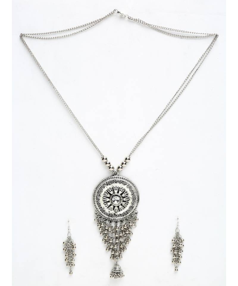 Silver silver plated Silver Alloy  Necklace WITH EARRINGS