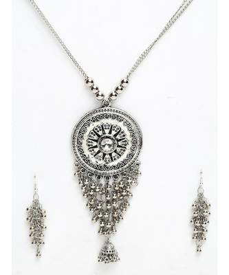 Silver silver plated Silver Alloy  Necklace WITH EARRINGS 4