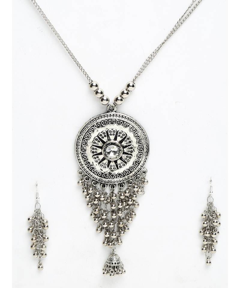 Silver silver plated Silver Alloy  Necklace WITH EARRINGS