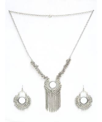 Silver silver plated Silver Alloy  Necklace WITH EARRINGS 3