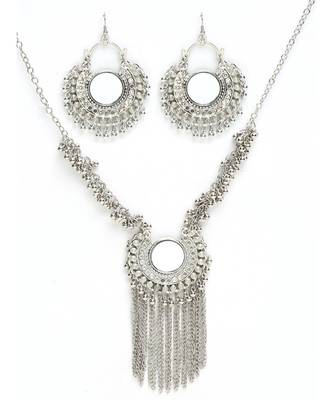 Silver silver plated Silver Alloy  Necklace WITH EARRINGS 4