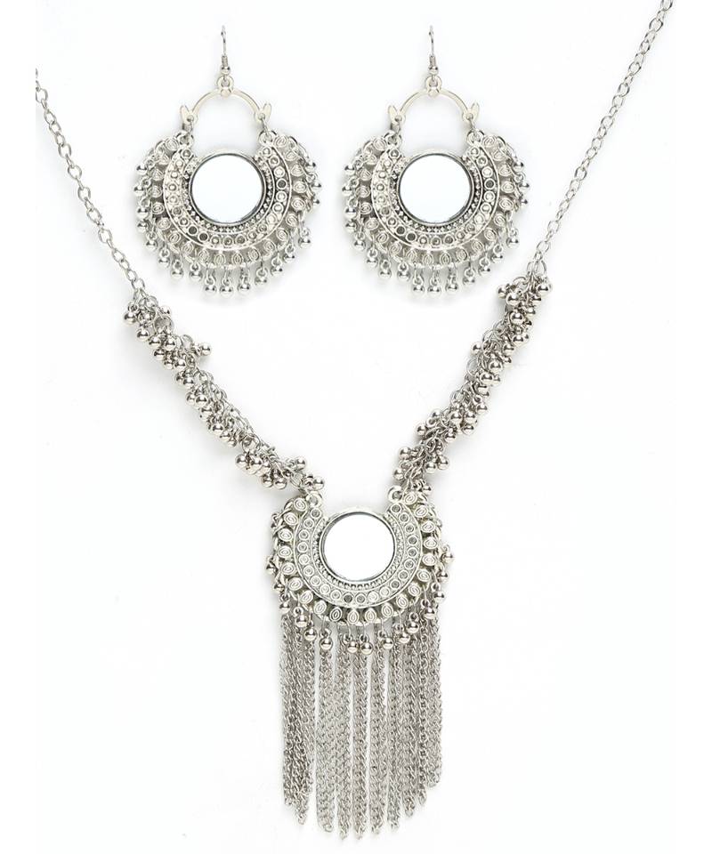 Silver silver plated Silver Alloy  Necklace WITH EARRINGS