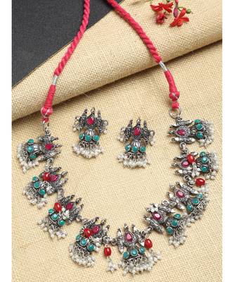 Silver silver plated Silver Alloy  Necklace WITH EARRINGS 1