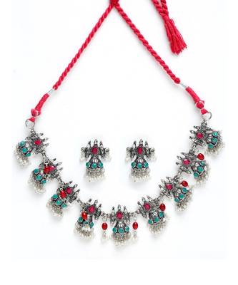 Silver silver plated Silver Alloy  Necklace WITH EARRINGS 3