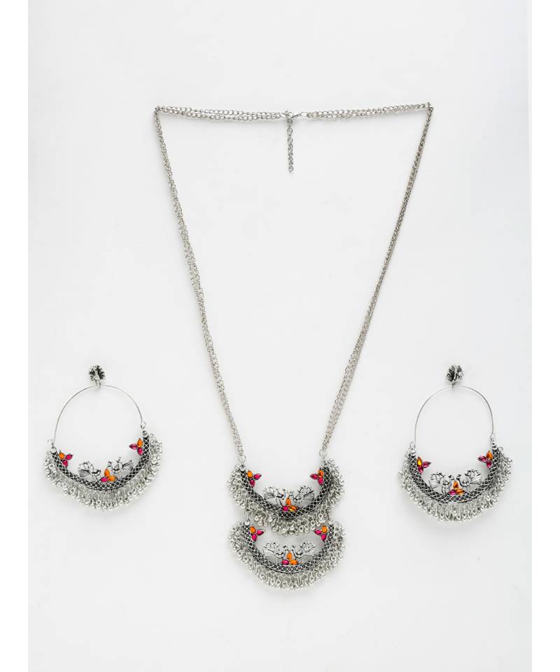 Silver silver plated Silver Alloy  Necklace WITH EARRINGS