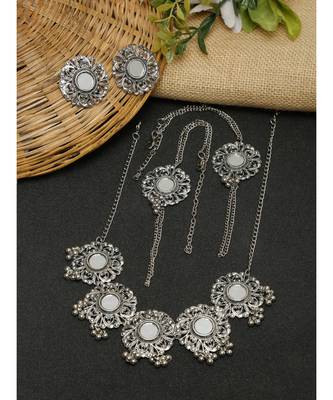 Silver silver plated Silver Alloy  Necklace WITH EARRINGS 1