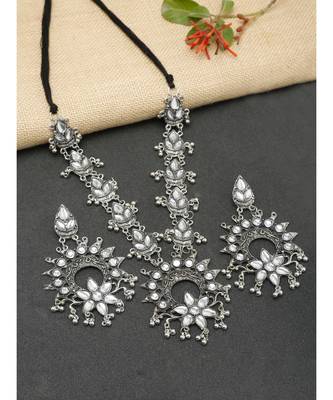 Silver silver plated Silver Alloy  Necklace WITH EARRINGS 1