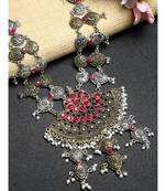 Pink stone silver plated Alloy Necklace