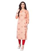 orange rayon printed stitched   Kurti