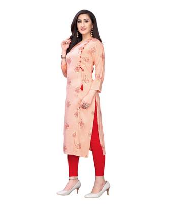 orange rayon printed stitched   Kurti 3