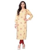 yellow rayon printed stitched   Kurti