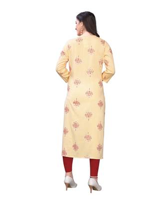 yellow rayon printed stitched   Kurti 2
