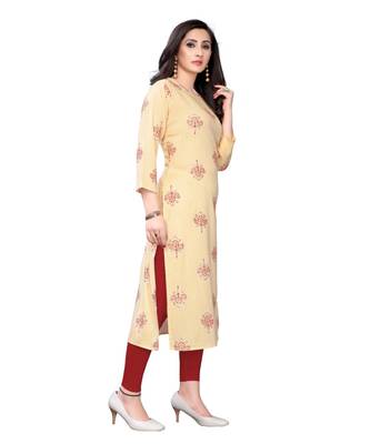 yellow rayon printed stitched   Kurti 4