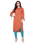 orange rayon printed stitched   Kurti