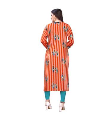 orange rayon printed stitched   Kurti 2