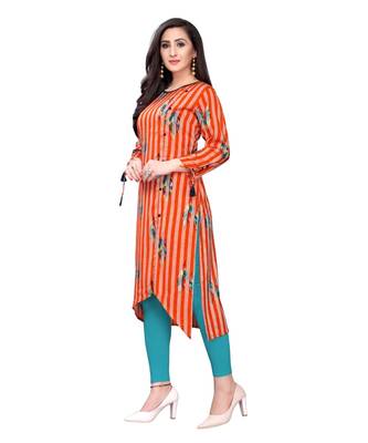 orange rayon printed stitched   Kurti 3