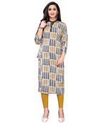 yellow rayon printed stitched   Kurti