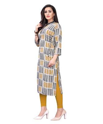 yellow rayon printed stitched   Kurti 3