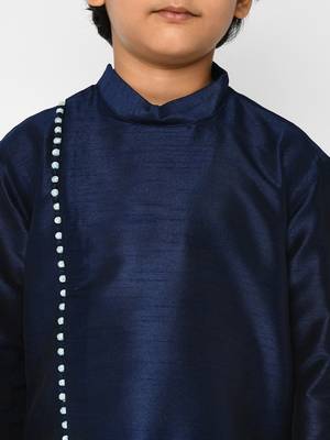 Boys Navy Blue Solid Kurta with Patiala 2