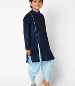 Boys Navy Blue Solid Kurta with Patiala