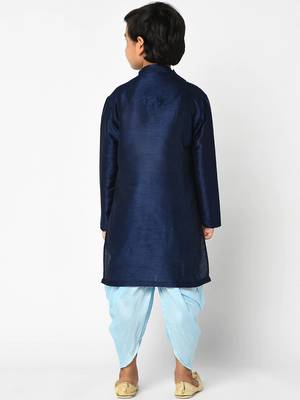 Boys Navy Blue Solid Kurta with Patiala 4