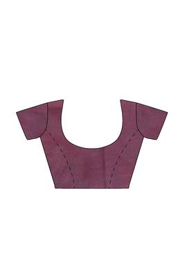 Purple plain cotton saree with blouse 5