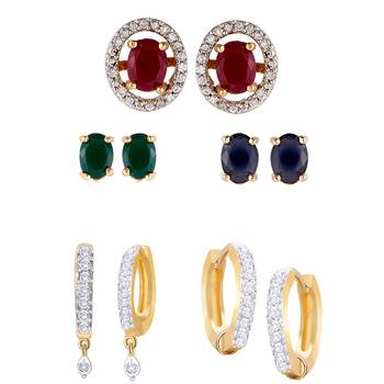 Multicolor cubic zirconia combo-earrings 1