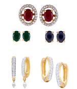 Multicolor cubic zirconia combo-earrings