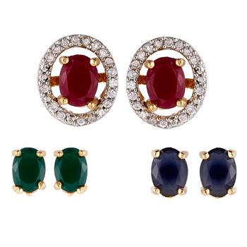 Multicolor cubic zirconia combo-earrings 3