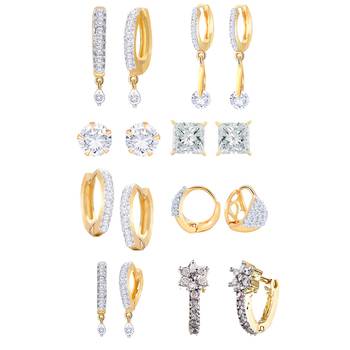 White cubic zirconia combo-earrings 1