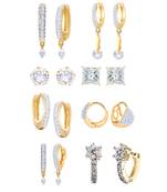White cubic zirconia combo-earrings